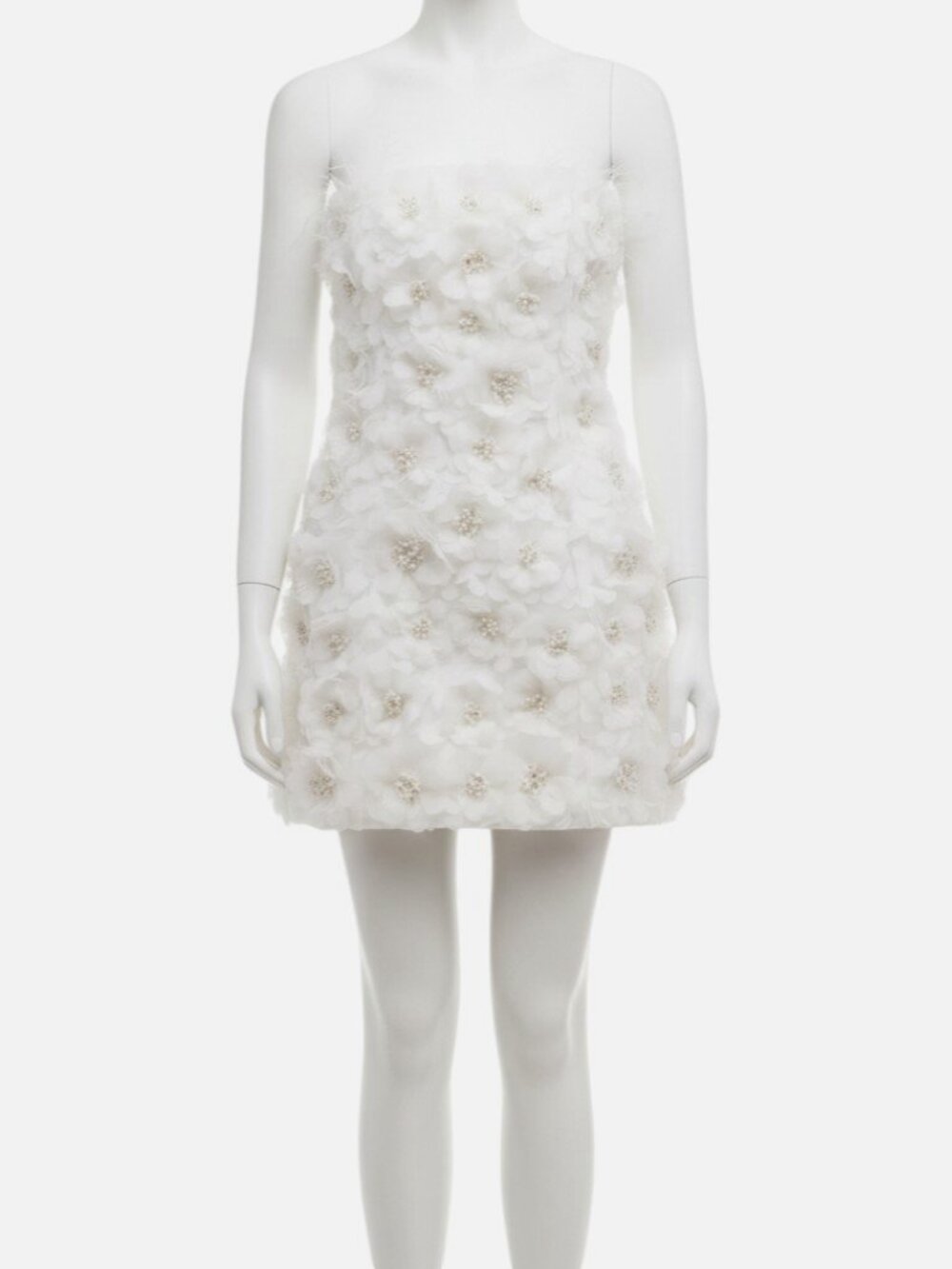 Alice & Olivia Women's Ivory Embellished Floral Strapless Velia Dress Size 10